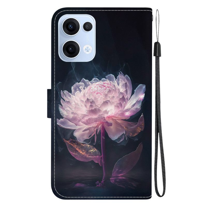 Leren Hoesje Oppo Reno 13 5g Paarse Pioenroos