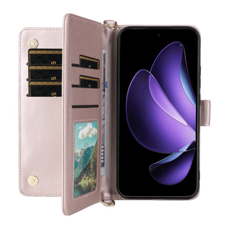 Leren Hoesje Oppo Reno 13 5g Retro Design Met Bandje En Schouderband