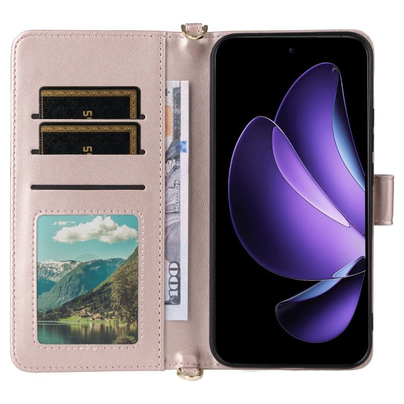 Leren Hoesje Oppo Reno 13 5g Retro Design Met Bandje En Schouderband