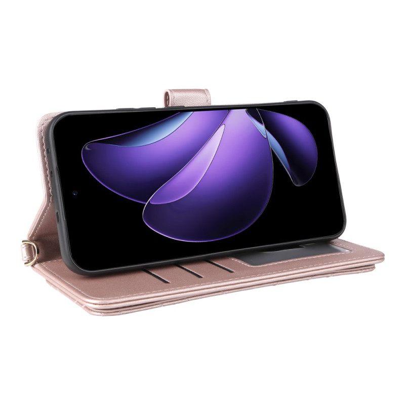 Leren Hoesje Oppo Reno 13 5g Retro Design Met Bandje En Schouderband