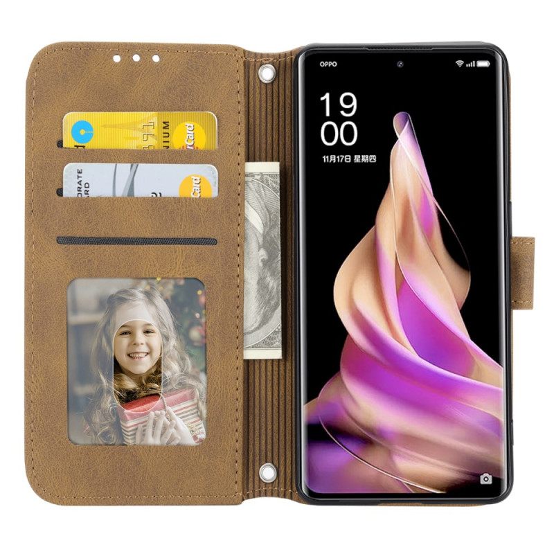 Leren Hoesje Voor Oppo Reno 13 5g Dubbele Fries Met Bandje