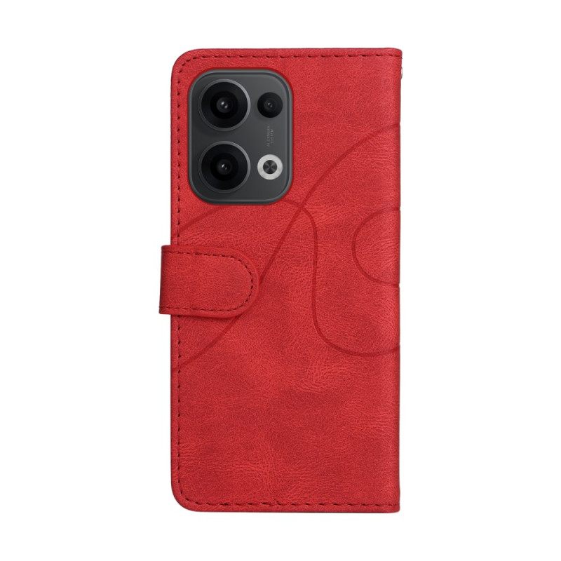 Leren Hoesje Voor Oppo Reno 13 5g Tweekleurige Golvende Lijnen