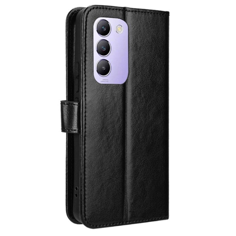 Folio-hoesje Vivo V40 Se 5g Telefoonhoesje Opvallend Imitatieleer Met Bandje