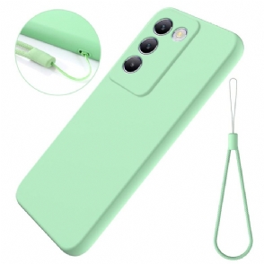 Hoesje Vivo V40 Se 5g Vloeibare Siliconen Met Bandje