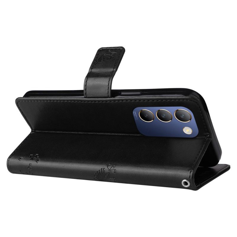 Leren Hoesje Vivo V40 Se 5g Boom En Kat Bescherming Hoesje