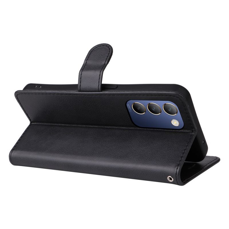 Leren Hoesje Vivo V40 Se 5g Effen Imitatieleer Bescherming Hoesje