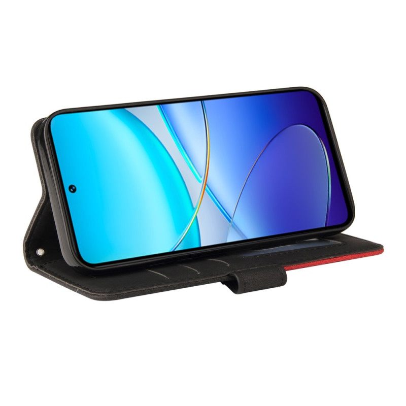 Leren Hoesje Vivo V40 Se 5g Tweekleurige Rimpeling