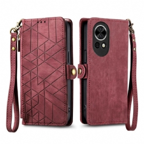 Folio-hoesje Huawei Nova 13 Telefoonhoesje Portemonnee Met Rits En Geometrisch Patroon