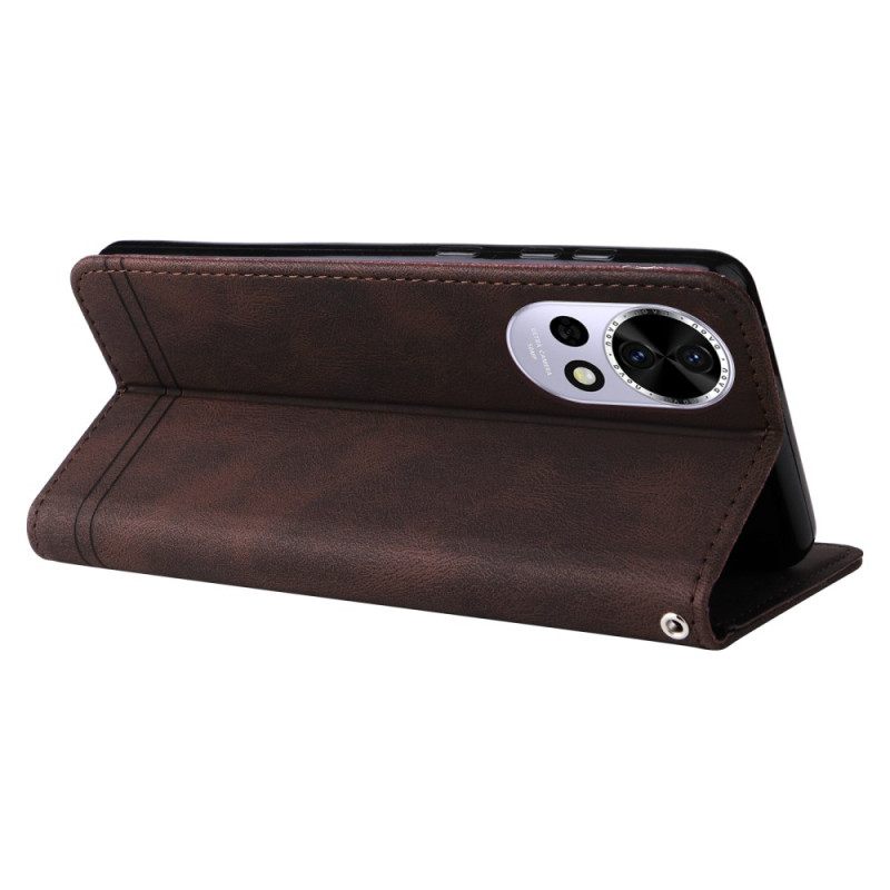 Leren Hoesje Huawei Nova 13 Vintage Klinknagel En Bandje Bescherming Hoesje