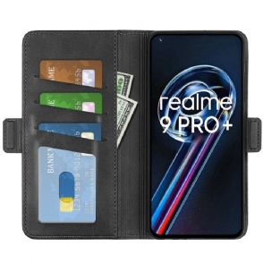Cover voor Realme 9 Pro Plus Portemonnee Mat Kunstleer Hoes
