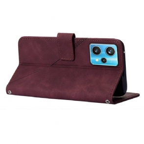 Folio-hoesje voor Realme 9 Pro Plus Geometrisch Ontwerp Leereffect