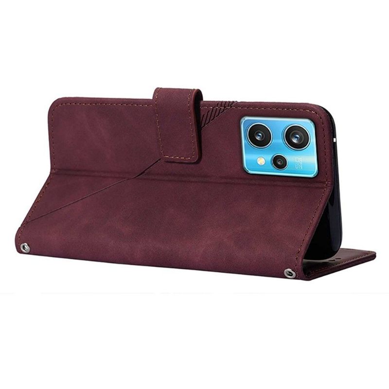 Folio-hoesje voor Realme 9 Pro Plus Geometrisch Ontwerp Leereffect