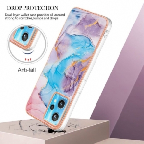 Hoesje voor Realme 9 Pro Plus Blauw Gekleurd Marmer
