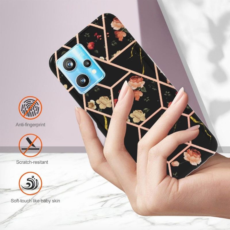 Hoesje voor Realme 9 Pro Plus Marmer En Bloemen