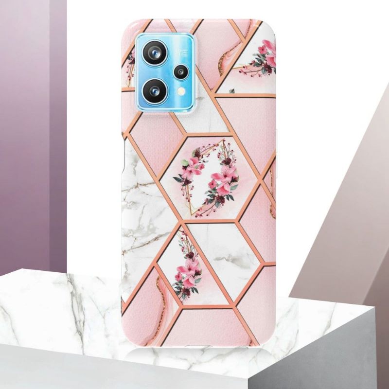 Hoesje voor Realme 9 Pro Plus Marmer En Bloemenkroon