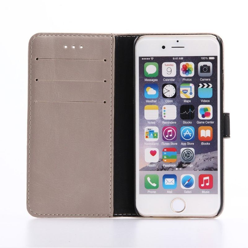 Cover voor iPhone SE 2022 Folio-hoesje Retro Leereffect