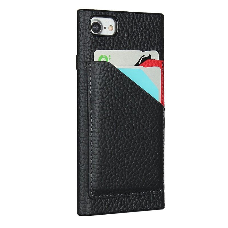 Hoesje voor iPhone SE 2022 Anti-fall Leren Effect Kaarthouder Met Lanyard