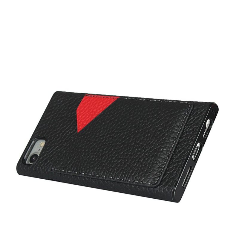 Hoesje voor iPhone SE 2022 Anti-fall Leren Effect Kaarthouder Met Lanyard