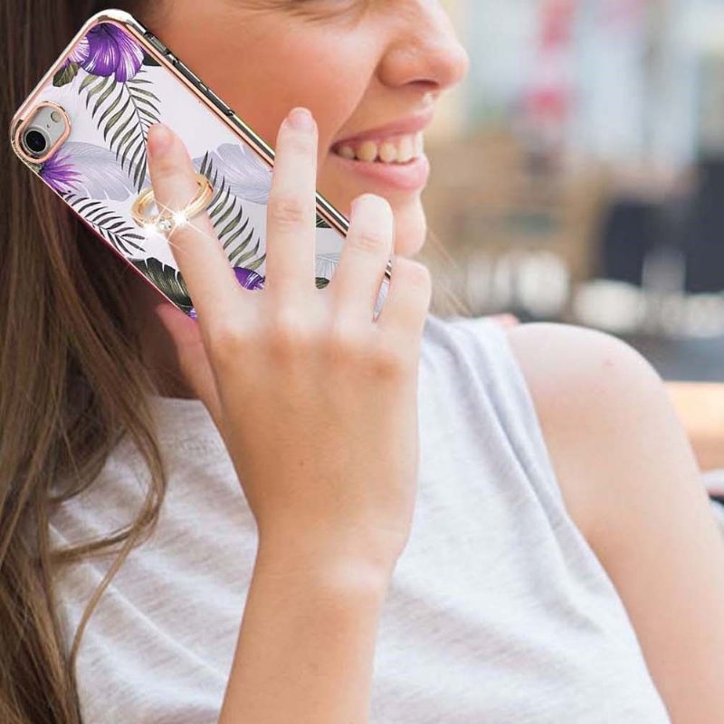 Hoesje voor iPhone SE 2022 Exotische Bloemen Met Ring