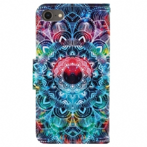 Leren Hoesje voor iPhone SE 2022 Bescherming Gekleurde Mandala