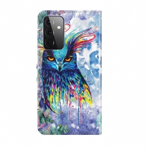 Flip Case voor Samsung Galaxy A72 4G / A72 5G Aquarel Uil
