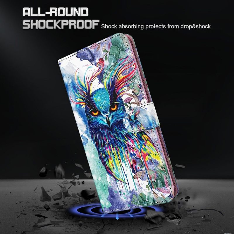 Flip Case voor Samsung Galaxy A72 4G / A72 5G Aquarel Uil