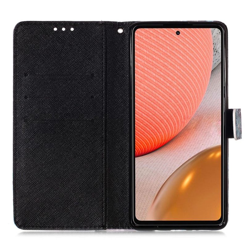Folio-hoesje voor Samsung Galaxy A72 4G / A72 5G Anti-fall Bloemenschedel