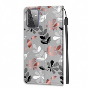 Folio-hoesje voor Samsung Galaxy A72 4G / A72 5G Illustratie Van Wilde Bladeren