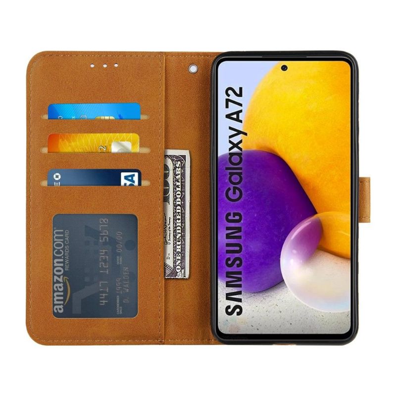 Folio-hoesje voor Samsung Galaxy A72 4G / A72 5G Lijnen Met Leereffect