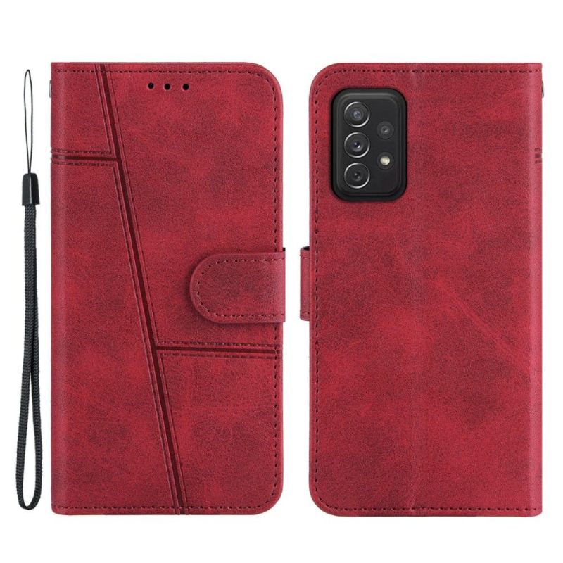 Folio-hoesje voor Samsung Galaxy A72 4G / A72 5G Lijnen Met Leereffect
