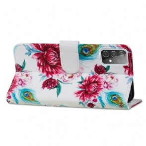 Folio-hoesje voor Samsung Galaxy A72 4G / A72 5G Pauwbloem