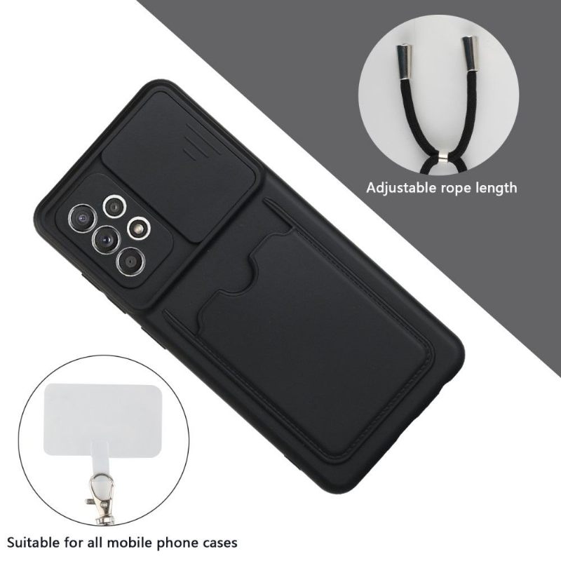 Hoesje voor Samsung Galaxy A72 4G / A72 5G Camera Cover Met Kaarthouder En Lanyard