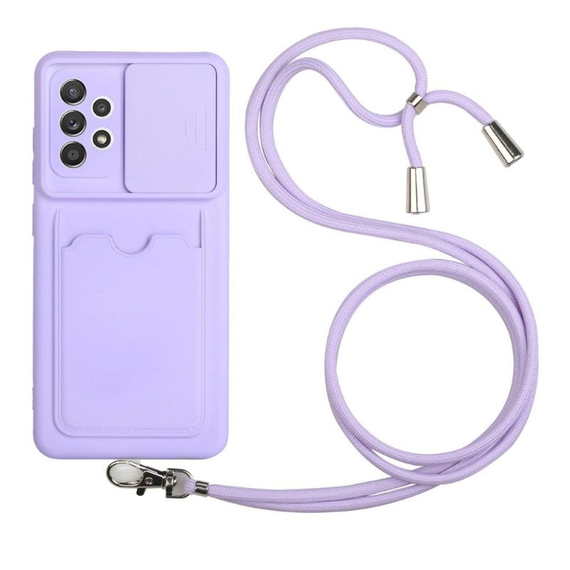 Hoesje voor Samsung Galaxy A72 4G / A72 5G Camera Cover Met Kaarthouder En Lanyard