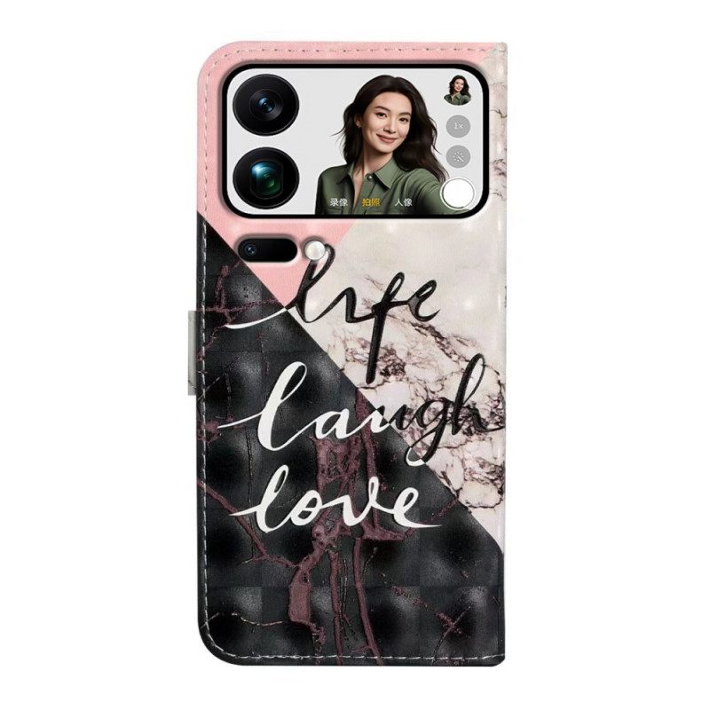 Flip Case Leren Xiaomi 17 Pro Max Marmer In Drie Kleuren