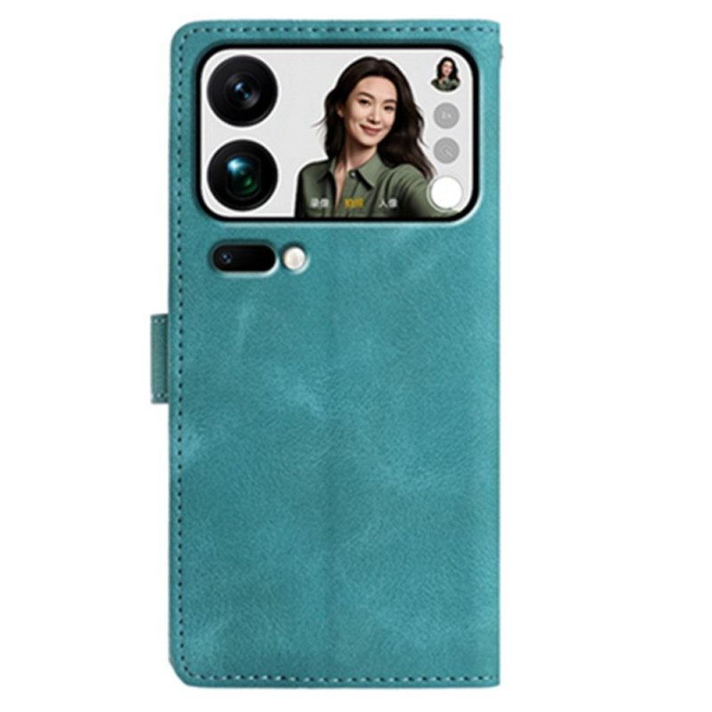 Flip Case Leren Xiaomi 17 Pro Max Suède-effect Vlinders