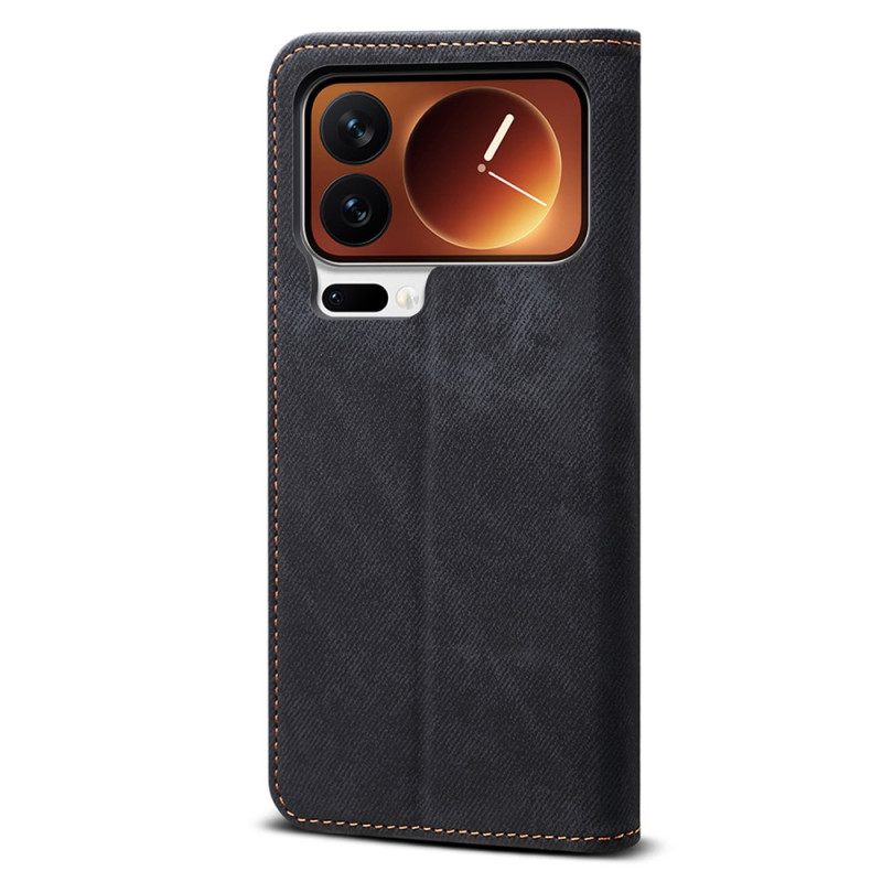 Folio-hoesje Xiaomi 17 Pro Max Denimstoftextuur