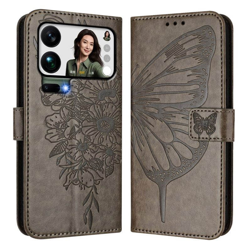 Folio-hoesje Xiaomi 17 Pro Max Telefoonhoesje Vlinderontwerp Met Koord