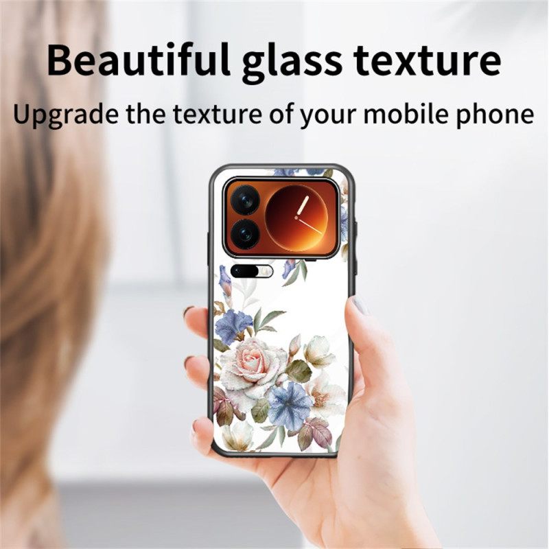 Hoesje Xiaomi 17 Pro Max Gehard Glas Met Bloemenpatroon Bescherming Hoesje