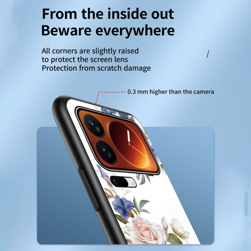 Hoesje Xiaomi 17 Pro Max Gehard Glas Met Bloemenpatroon Bescherming Hoesje