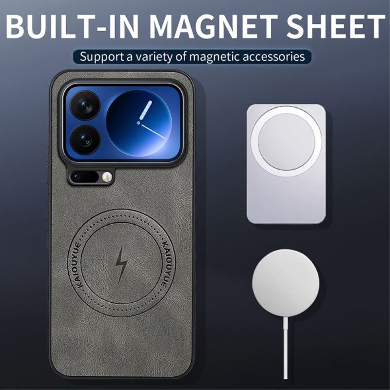 Hoesje Xiaomi 17 Pro Max Magsafe-leerlook Bescherming Hoesje