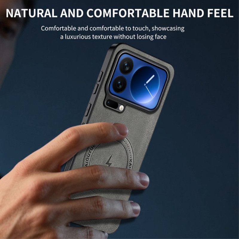 Hoesje Xiaomi 17 Pro Max Magsafe-leerlook Bescherming Hoesje