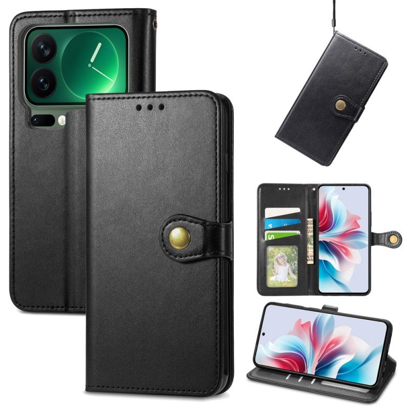 Leren Hoesje Voor Xiaomi 17 Pro Max Gouden Sluiting