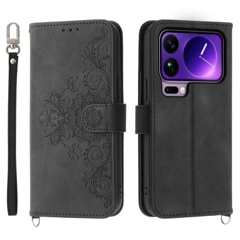 Leren Hoesje Xiaomi 17 Pro Max Kant Met Riempje En Schouderriem Bescherming Hoesje