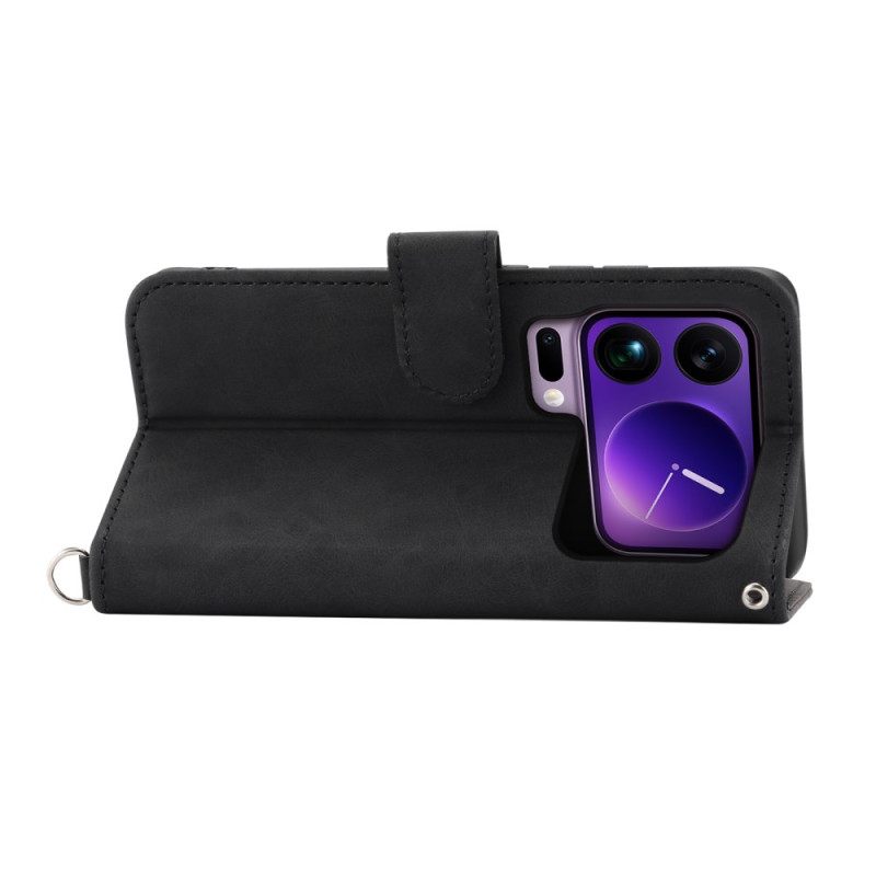 Leren Hoesje Xiaomi 17 Pro Max Kant Met Riempje En Schouderriem Bescherming Hoesje