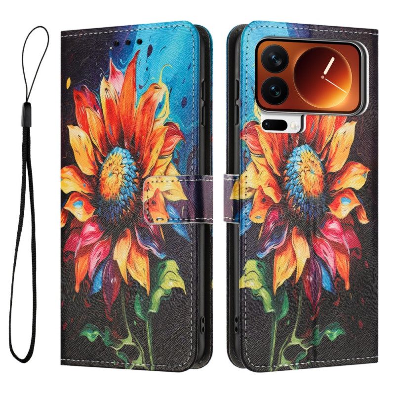 Leren Hoesje Xiaomi 17 Pro Max Zonnebloem