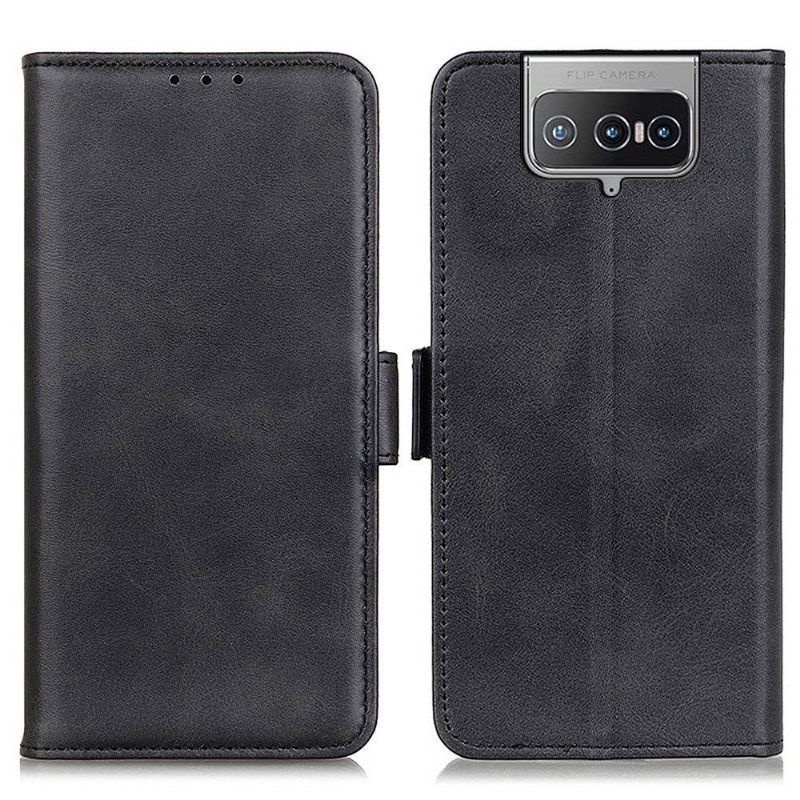 Cover voor Asus Zenfone 8 Flip Anti-fall Portemonnee Leren Folio-hoesje Mat Lederen Hoes