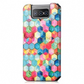 Folio-hoesje voor Asus Zenfone 8 Flip 3d-kubus