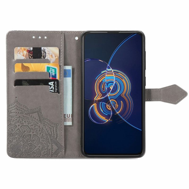 Leren Hoesje voor Asus Zenfone 8 Flip Bescherming Folio-hoesje Mandala-reliëf In Kunstleer