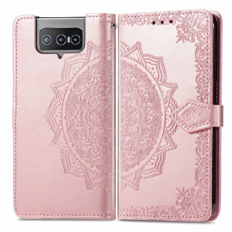Leren Hoesje voor Asus Zenfone 8 Flip Bescherming Folio-hoesje Mandala-reliëf In Kunstleer