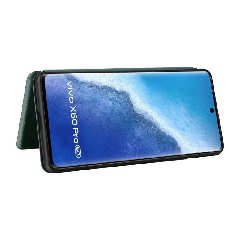 Leren Hoesje voor Vivo X60 Pro Bescherming Kunstleer Van Koolstofvezel